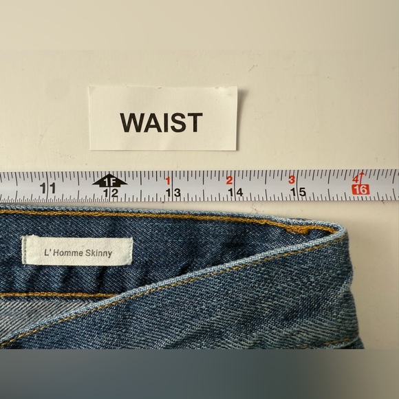 FRAME Men’s L'Homme Distressed Blue Jeans Raw Hem Size 30X30 Casual Retro Y2K - Picture 7 of 10